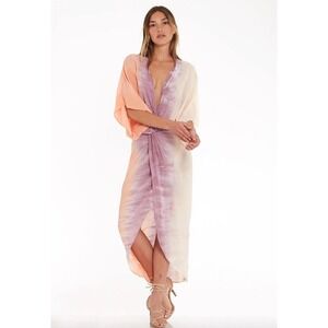 YFB Young Fabulous Broke Siren Maxi Lilac Orange Tie Dye Womens Size M Rayon EUC